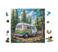 Furgoneta de Camping Forest Rompecabezas 100 Piezas Cartón para Principiantes Días Lluviosos Tiempo Libre En Casa para Reyes Magos Detalle De Cumpleaños 28x28cm