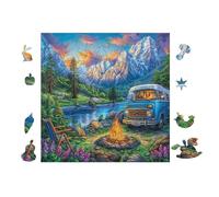 Furgoneta Retro in Mountain Bosque Rompecabezas 100 Piezas Cartón para Expertos Mejora Memoria Actividad Tiempo Libre Pack Completo Original 28x28cm