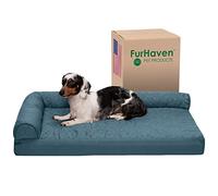 FurHaven Cama de Espuma de Gel de refrigeración Mediana para Perro, Estilo pinsonic, Acolchada, en Forma de L, con Funda extraíble Lavable, Piedra Azul, Talla M