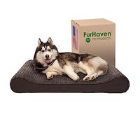 FurHaven Cama de Espuma viscoelástica para Perro, Piel sintética ultraafelpada y Gamuza, con Funda extraíble Lavable, Color Chocolate, Jumbo (XL)
