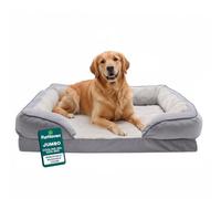 FurHaven Cama de Gel refrescante para Perros Grandes con Cojines extraíbles y Funda Lavable, para Perros de hasta 95 Libras, sofá cómodo Ondas de Felpa y Terciopelo, Gris Granito, Jumbo,