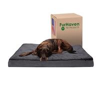 Furhaven Cama de Gel refrescante para Perros Grandes con Funda extraíble Lavable, para Perros de hasta 125 Libras, colchón de Rizo y Gamuza, Gris, Jumbo Plus/XXL