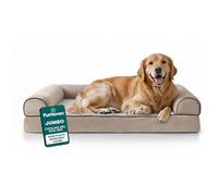 FurHaven - Cama de Gel refrescante para Perros Grandes de hasta 43,09 kg con Refuerzos extraíbles y Funda Lavable, sofá de Sherpa y Chenilla, Crema, Jumbo/XL