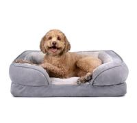 FurHaven Cama de Gel refrescante para Perros medianos/pequeños con Cojines extraíbles y Funda Lavable, para Perros de hasta 35 Libras, sofá cómodo con Ondas de Felpa y Terciopelo, Color Gris Granito,