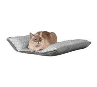 FurHaven Cama Grande para Gatos, Tumbona de Felpa con Estampado de Diamantes y Funda extraíble Lavable, Color Gris, Grande