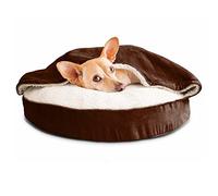 FurHaven Cama ortopédica Redonda de 26 Pulgadas para Perros medianos/pequeños con Funda extraíble Lavable, para Perros de hasta 30 Libras - Sherpa y Gamuza Snuggery - Espresso, 26 Pulgadas