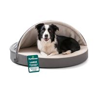FurHaven Cama ortopédica Redonda de 35 Pulgadas para Perros Grandes/medianos con Funda extraíble Lavable, para Perros de hasta 50 Libras, acogedora de Sherpa y Gamuza, Gris, 35 Pulgadas
