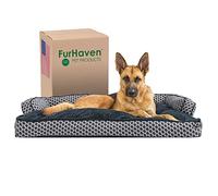 FurHaven Cama para Perro, Poliéster, Sofá cómodo, Felpa y decoración, Color Gris Diamante, Jumbo