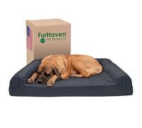Furhaven Cama para Perros - Cama de Gel de refrigeración de Espuma viscoelástica Acolchada Tradicional Estilo sofá Cama para Mascotas con Funda extraíble para Perros y Gatos, Gris Hierro, Jumbo Plus