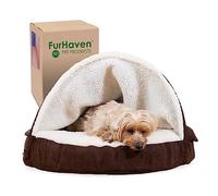 FurHaven Cama Redonda de Espuma viscoelástica de 66 cm para Perros pequeños y medianos, con Funda extraíble y Lavable, para Perros de hasta 13,6 kg, Cama Envolvente de Sherpa y Ante, Color Espresso