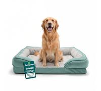 Furhaven Cama refrescante para Perros Grandes, con Cojines extraíbles y Funda Lavable, para Perros de hasta 43 kg, sofá de Felpa y Terciopelo, Confort, Verde celadón, Jumbo/XL