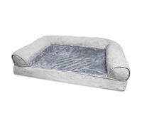Furhaven Medium Orthopedic Dog Bed Plush & Suede Sofa-Style w/Removable Washable Cover - Gray, Medium