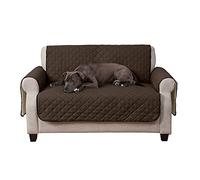 Furhaven Water-Resistant & Reversible Loveseat Cover Protector for Dogs, Cats, & Children - Two-Tone Pinsonic Quilted Living Room Furniture Cover - Espresso/Clay, Loveseat