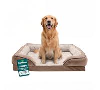 Furhaven XL Memory Foam Dog Bed Comfort Plush & Velvet Waves Sofa-Style w/Removable Washable Cover - Brownstone, Jumbo (X-Large)