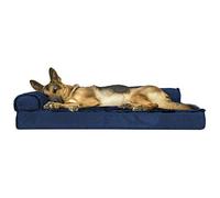 Furhaven XL Orthopedic Dog Bed Plush & Velvet L Shaped Chaise w/Removable Washable Cover - Deep Sapphire, Jumbo (X-Large)