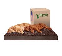 Furhaven XXL Memory Foam Dog Bed Ultra Plush Faux Fur & Suede Mattress w/Removable Washable Cover - Chocolate, Jumbo Plus (XX-Large)