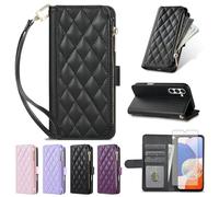Furiet Argyle - Funda tipo cartera para Samsung Galaxy A35 5G con protector de pantalla de vidrio templado, correa de muñeca, ranuras para tarjetas, cartera de piel sintética de lujo, soporte para