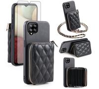 Furiet Argyle - Funda tipo cartera para Samsung Galaxy A42 5G con protector de pantalla y correa para el hombro, piel sintética de lujo, cremallera, tarjetero, soporte para teléfono para 42 G5 42A S42