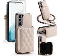 Furiet Argyle - Funda tipo cartera para Samsung Galaxy S21 Plus S21+ 5G y protector de pantalla con correa para el hombro, piel sintética de lujo, cremallera, tarjetero, soporte para teléfono S21+5G