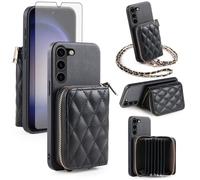 Furiet Argyle - Funda tipo cartera para Samsung Galaxy S23 Plus S23+ 5G con protector de pantalla y correa para el hombro, soporte para tarjetas de órgano con cremallera, para S23plus 23S + S 23 23+