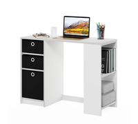 Furinno 15110 Jaya Escritorio de Estudio Moderno para Ordenador, Blanco/Negro