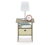 Furinno Andrey Mesa Auxiliar, Roble, Sonoma Oak/Marfil, 39.37 x 39.37 x 44.45 cm