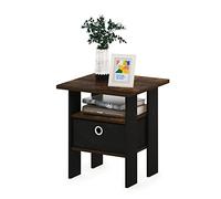 Furinno Andrey Mesa Mesilla de Noche con Cajón, Engineered Wood, Pino Ámbar/Negro, 39.4 (D) x 39.4 (W) x 44.5 (H) cm