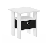 Furinno Andrey Mesita de Noche con contenedor, Blanco/Negro