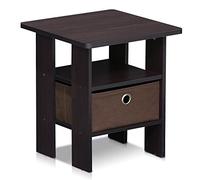 Furinno Andrey Mesita De Noche, Madera compuesta, Nogal Oscuro, 39.37 x 39.37 x 44.45 cm