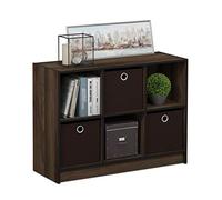 Furinno Basic 3X2 Bookcase Storage W/Bins, Columbia Walnut/Dark Brown