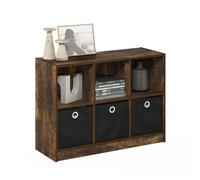 Furinno Basic Estantería 3x2 con Cubos, Pino Ámbar/Negro