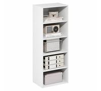 Furinno Basic Estantería De 5 Niveles, Organizador De Almacenamiento En Forma De Cubo con Estante Abierto, 28 X 43 X 112 Cm, para Sala De Estar, Dormitorio Y Oficina En Casa, Color Blanco