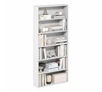 Furinno Basic Estantería De 6 Niveles con Estante Abierto, Organizador De Almacenamiento Cúbico, 18 X 61 X 135 Cm, para Sala De Estar, Dormitorio Y Oficina En Casa, Color Blanco