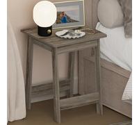 Furinno Beginning Mesita de Noche Cuadrada, Mesa de Noche de Madera con Patas en H, Mesa Lateral, Mesa Auxiliar, Montaje Fácil, para Dormitorio, Vestidor, Sala de Estar, Roble Francés