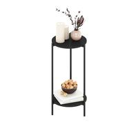 Furinno Besi Mesa Auxiliar Redonda de 2 Niveles con Robustos Pies Metálicos Gran, Americano