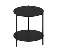 Furinno Besi Mesa Auxiliar Redonda Moderna de 2 Niveles con Patas de Metal Resistentes, Madera de ingeniería, Americano, 39.5 (D) x 39.5 (L) x 42 (H) cm