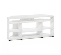 Furinno BESI Soporte para TV Montaje Sin Herramientas Estilo Industrial Consola para TV De hasta 46 Pulgadas para Sala De Estar Y Dormitorio Color Blanco