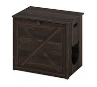 Furinno Caja de Arena para Gatos con Puerta única, Madera de ingeniería, ébano, Paquete de 1