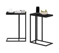 Furinno CAMNUS Juego de 2 mesas auxiliares en Forma de C con Estructura de Metal, mesita de Noche para Sala de Estar o Dormitorio, Estilo Americano