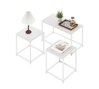 Furinno CAMNUS Juego de 3 mesas para Sala de Estar, Mesa de Centro con 2 mesas auxiliares, mesas Laterales, para Sala de Estar, Blanco
