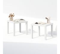 Furinno Classic Juego de 2 mesitas de Noche con Tablero de 4,5 cm, cuadradas, fácil Montaje, Ideales para Dormitorio o Sala de Estar, Blanco