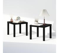 Furinno Classic Juego de 2 mesitas de Noche con Tablero de 4,5 cm, cuadradas, fácil Montaje, Ideales para Dormitorio o Sala de Estar, Negro