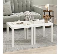 Furinno Classic Juego de Mesas de Café de 2 Piezas, Mesa de Café Moderna Cuadrada con Tablero de 4.57 cm de Grosor, Mesa Lateral con 4 Patas, para Sala de Estar, Dormitorio, Oficina en Casa, Blanco