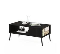 Furinno Claude Mesa Baja Mid Century con Patas de Madera, Engineered Wood, Espresso, 50.01 (D) x 100.00 (W) x 45.01 (H) cm