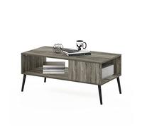 Furinno Claude Mesa Baja Mid Century con Patas de Madera, Engineered Wood, Roble Francés, 50.01 (D) x 100.00 (W) x 45.01 (H) cm