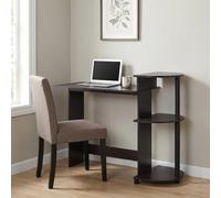 Furinno Compact - Escritorio de computadora marrón de 73,66 cm, Escritorio de Oficina con 3 estantes Laterales, Escritorio Rectangular para Oficina en casa, Escritorio de Juegos para Oficina en casa