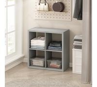 Furinno Cubic Organizador De 4 Cubos con Estantes Abiertos Y Estructura Extra Gruesa, para Dormitorio Y Sala De Estar, Gris Claro