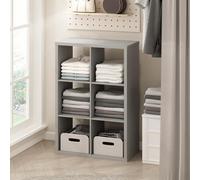 Furinno Cubic Organizador De 6 Cubos con Estantes Abiertos Y Estructura Extra Gruesa, para Dormitorio Y Sala De Estar, Gris Claro