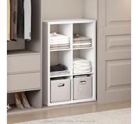 Furinno Cubic Organizador De 6 Cubos con Estantes Abiertos Y Estructura Extra Gruesa, para Dormitorio Y Sala De Estar, Blanco