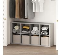 Furinno Cubic Organizador De 8 Cubos con Estantes Abiertos Y Estructura Extra Gruesa, para Dormitorio Y Sala De Estar, Gris Claro